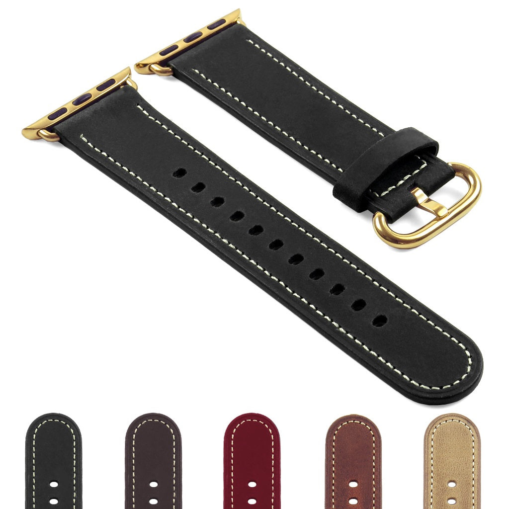 DASSARI Distressed Leather Strap for Apple Watch w/ Rose Gold Buckle