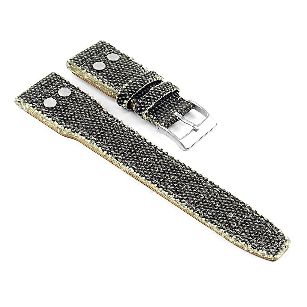 DASSARI Weave Frayed Edge Canvas Strap w/ Rivets