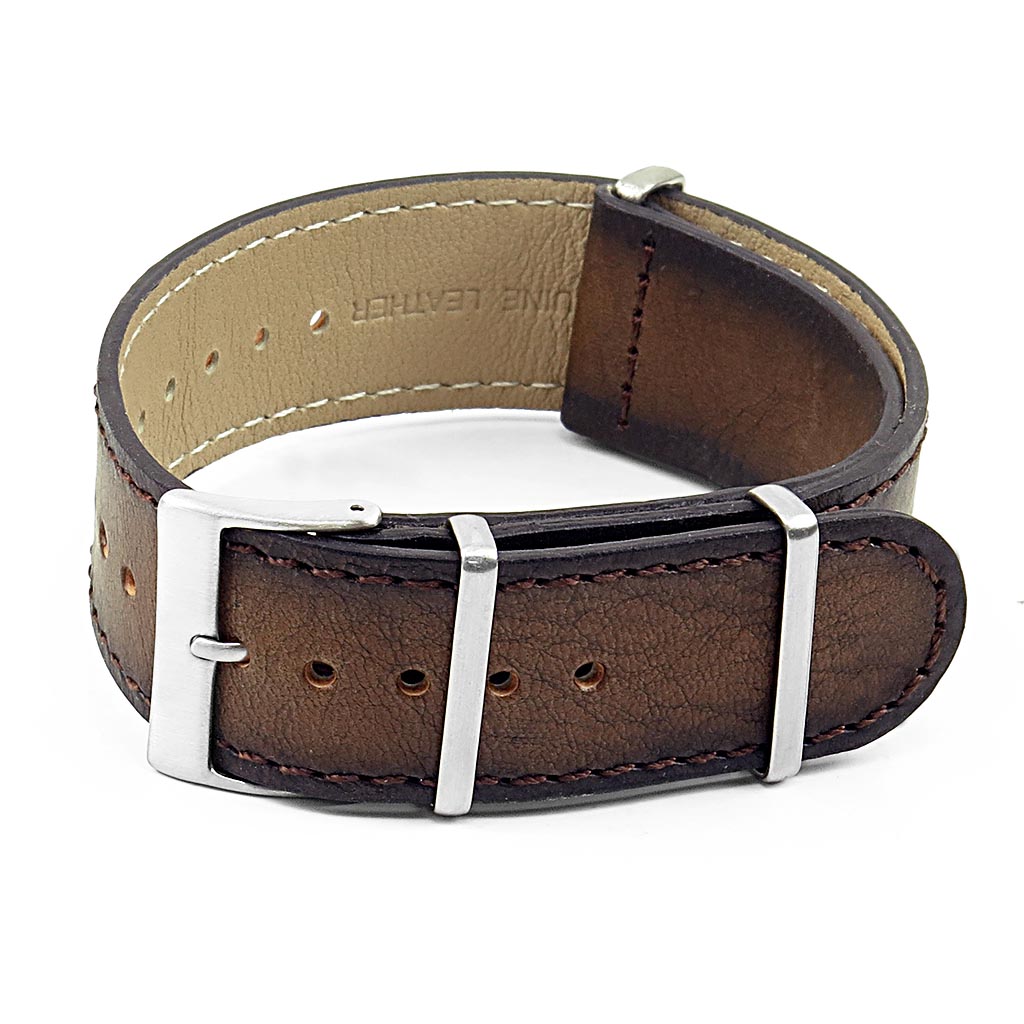 DASSARI Woodland Premium Vintage Italian Leather NATO Strap