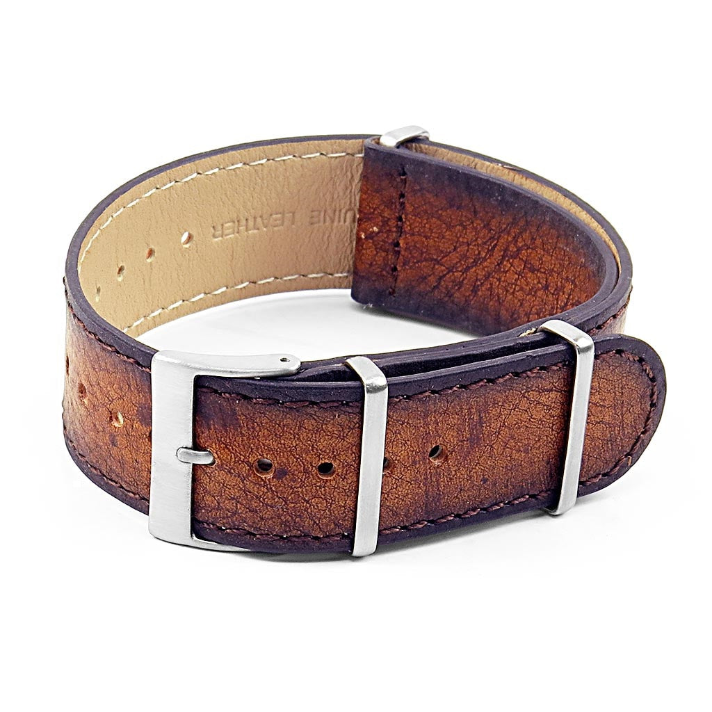 DASSARI Woodland Premium Vintage Italian Leather NATO Strap