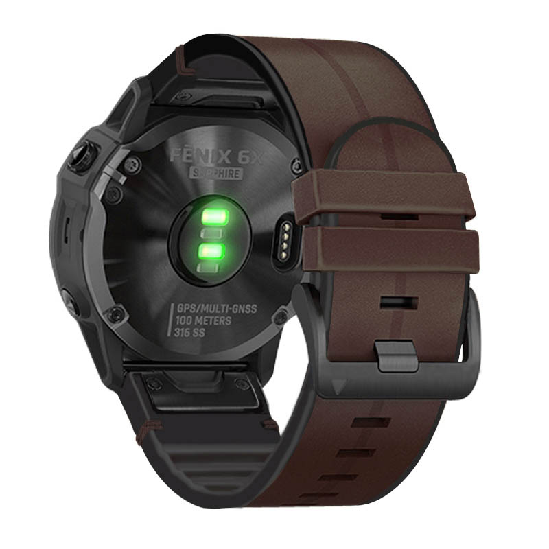 Leather & Silicone Hybrid Strap for Garmin Fenix 3 / 3 HR / 5X / 5X Plus / 6X