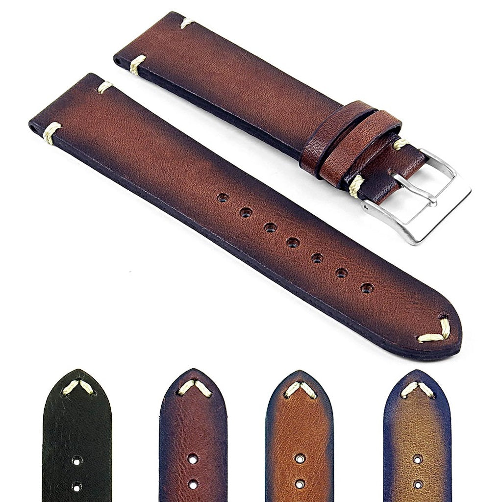 DASSARI Regal II Vintage Leather Strap w/ Hand Sewn Stitching for Fitbit Charge 4 & Charge 3