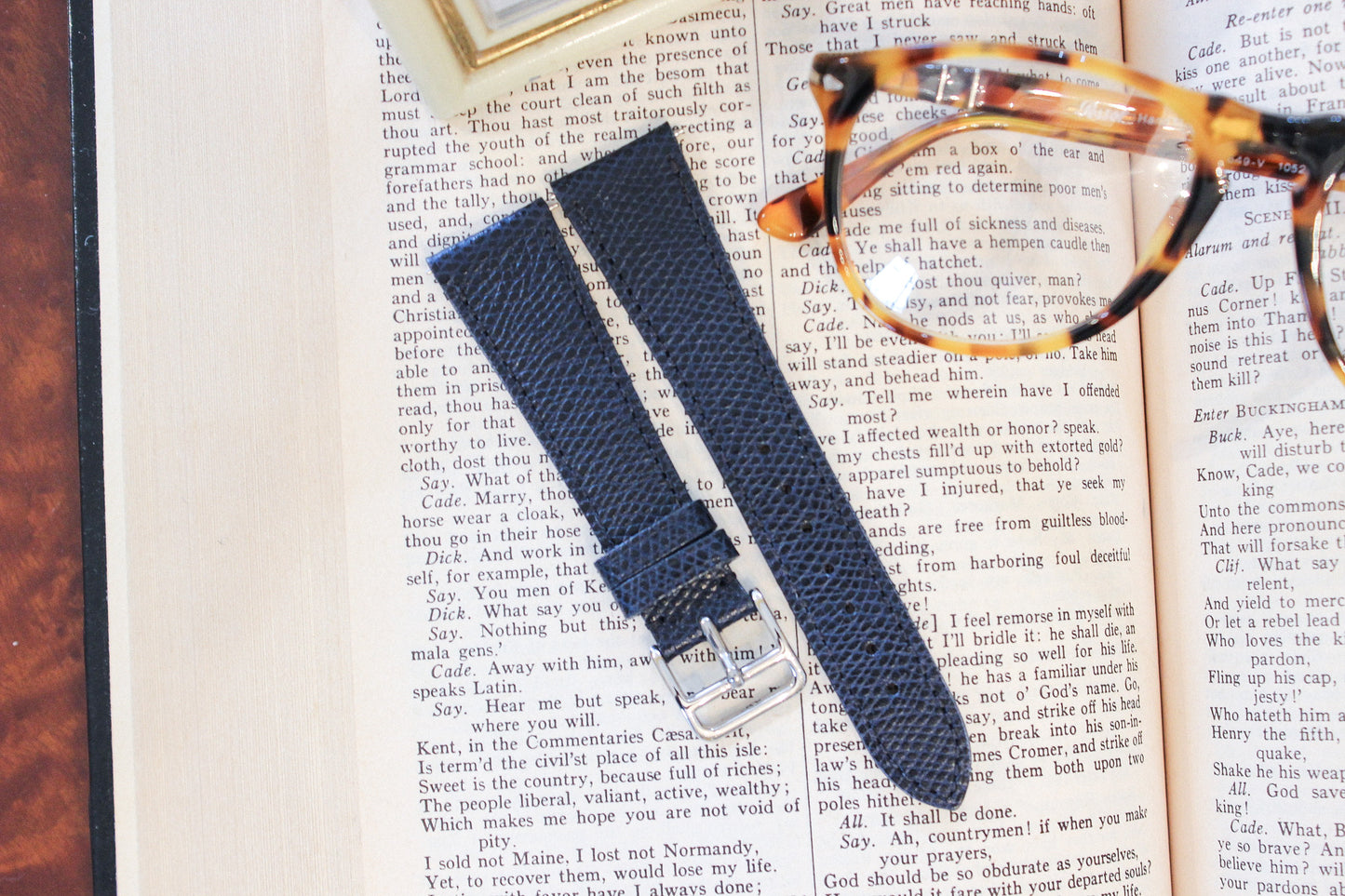 Custom Order - Cognewaugh Strap in Navy - Lugs 22mm (Polished Buckle)