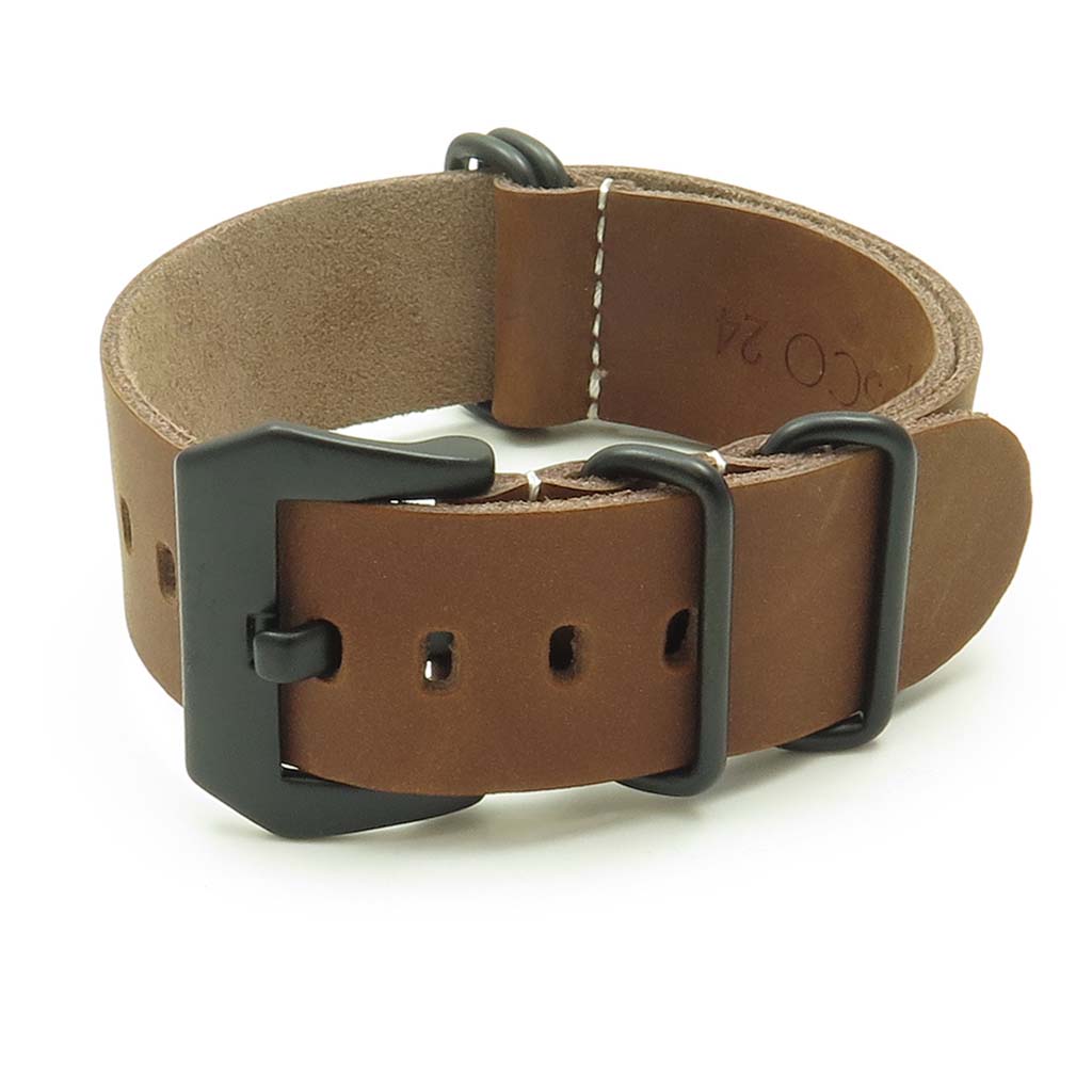 Leather NATO Strap w/ Black Pre-V Buckle