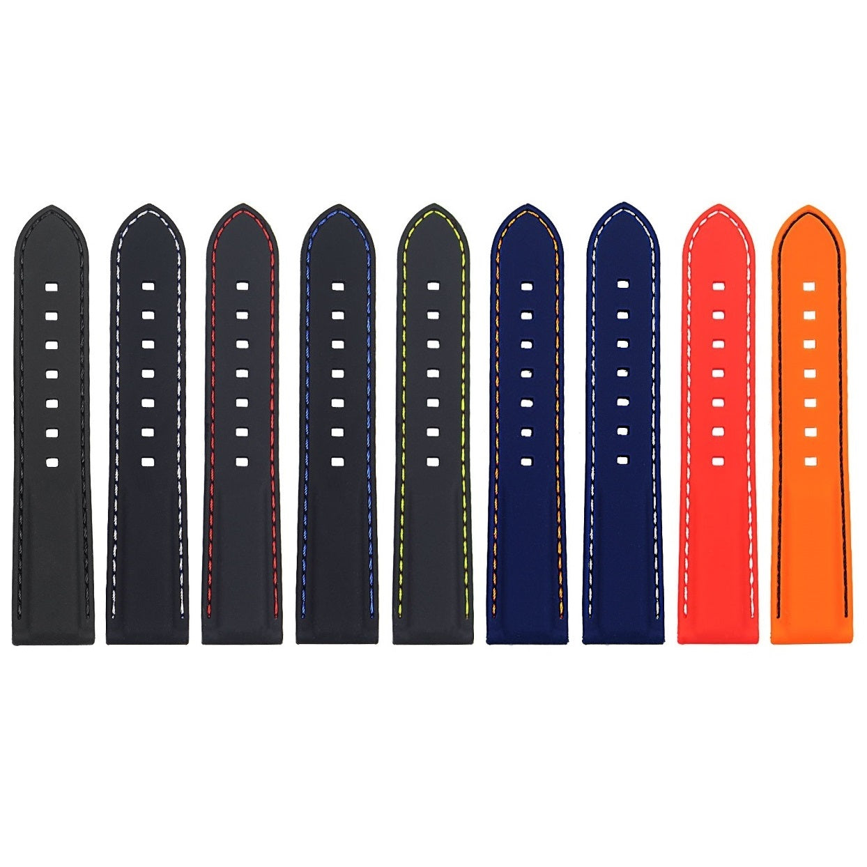 Rubber Strap with Stitching – Quick Release – Brushed Silver Buckle