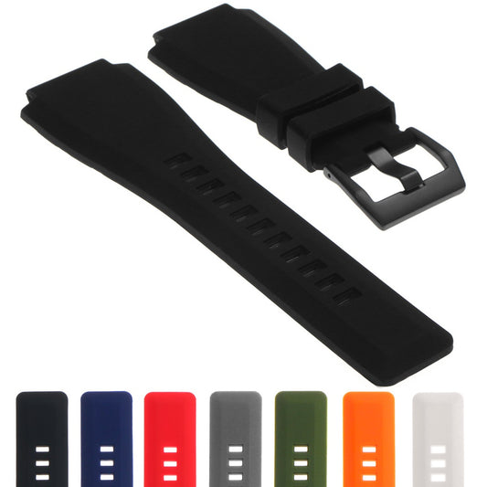 Rubber Watch Strap for Bell & Ross with Matte Black Buckle