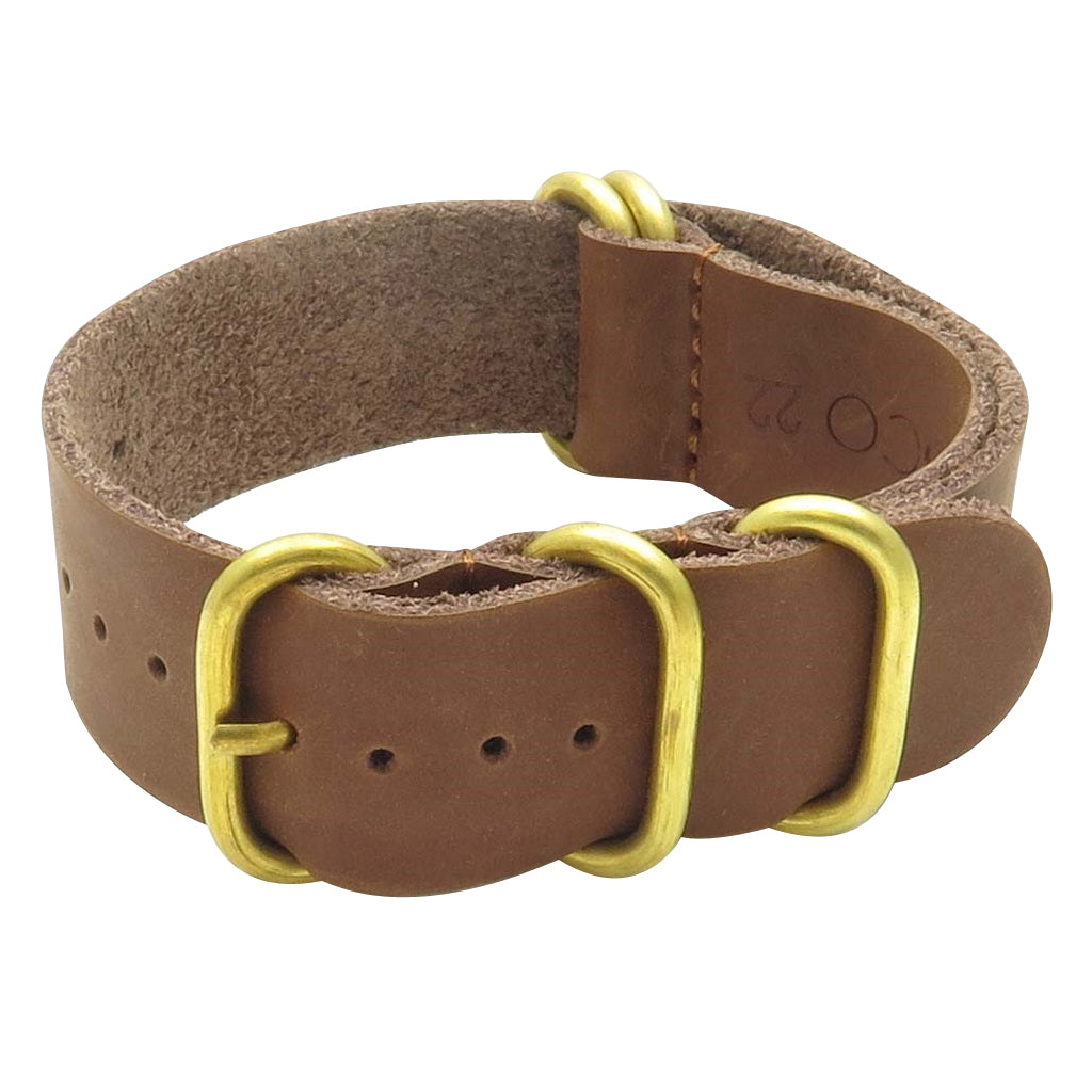 Leather NATO Strap with 5 Bronze Rings