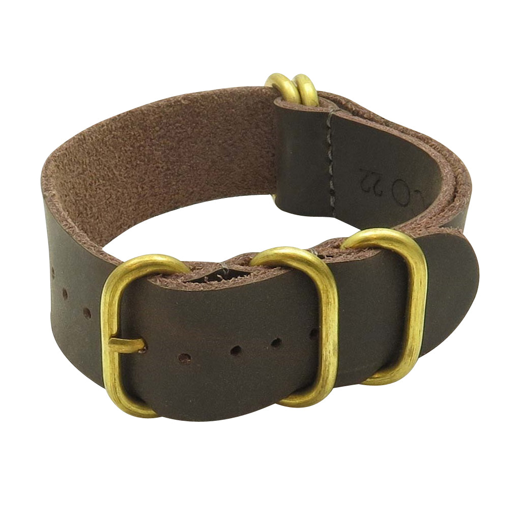 Leather NATO Strap with 5 Bronze Rings