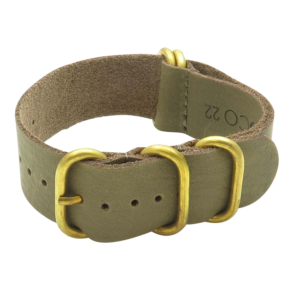 Leather NATO Strap with 5 Bronze Rings