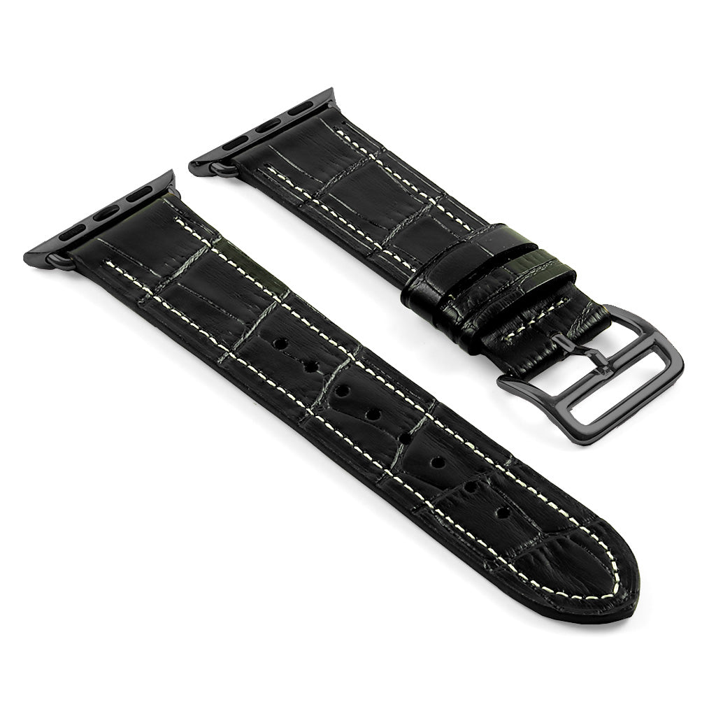 DASSARI Croc Embossed Leather Strap w/ Black Buckle for Apple Watch