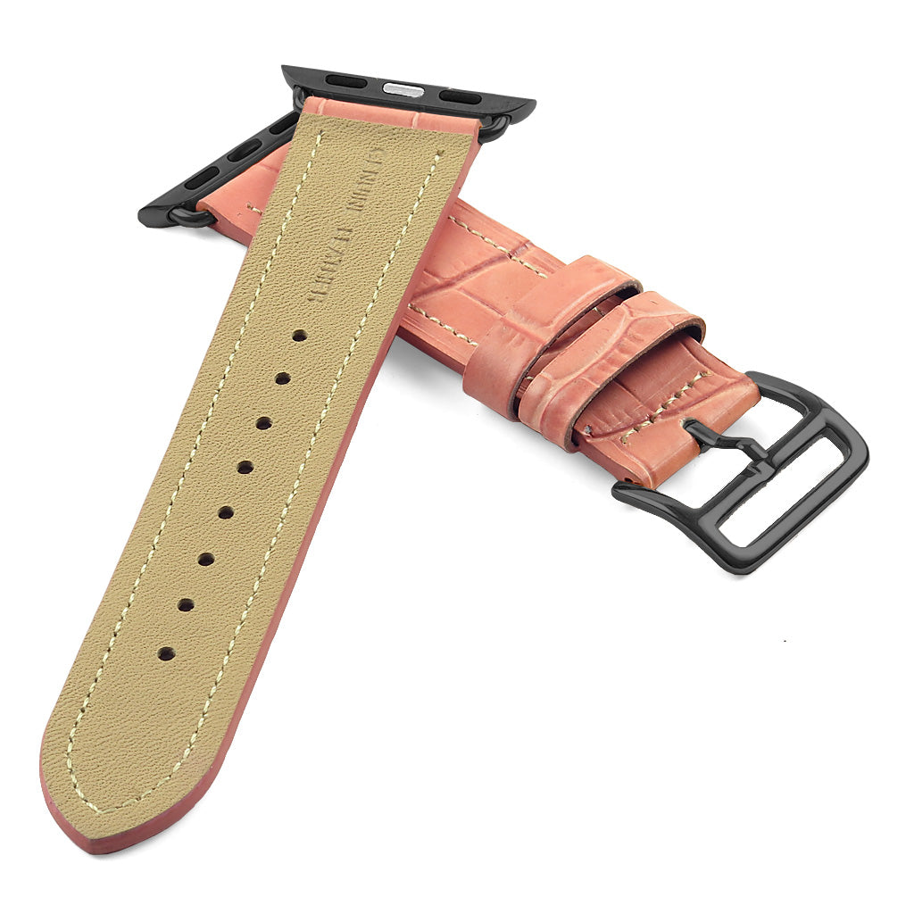 DASSARI Croc Embossed Leather Strap w/ Black Buckle for Apple Watch