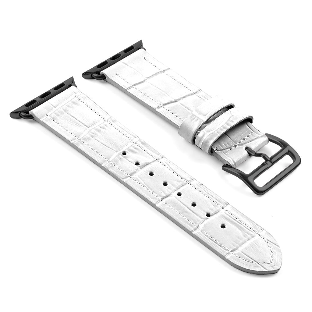DASSARI Croc Embossed Leather Strap w/ Black Buckle for Apple Watch