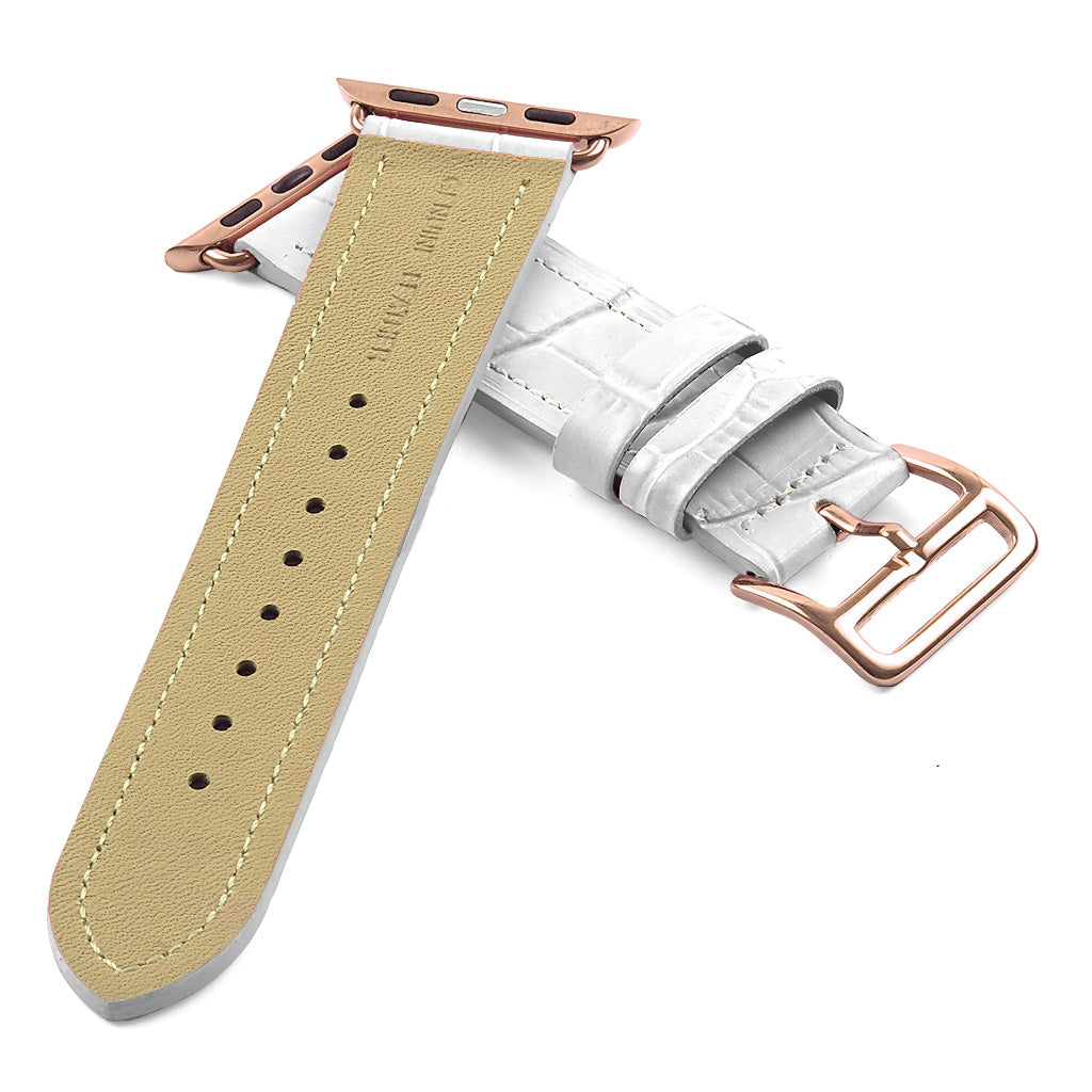 DASSARI Croc Embossed Leather Strap w/ Rose Gold Buckle for Apple Watch