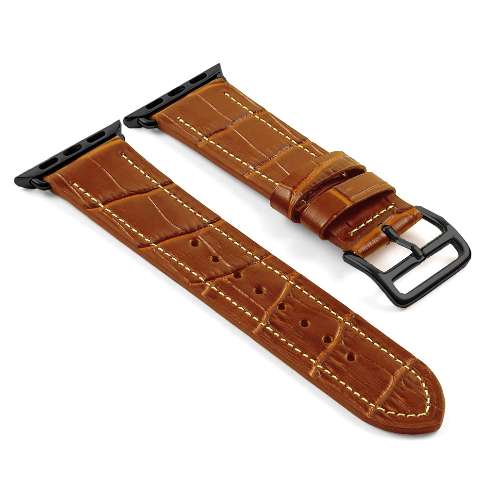 DASSARI Croc Embossed Leather Strap w/ Black Buckle for Apple Watch