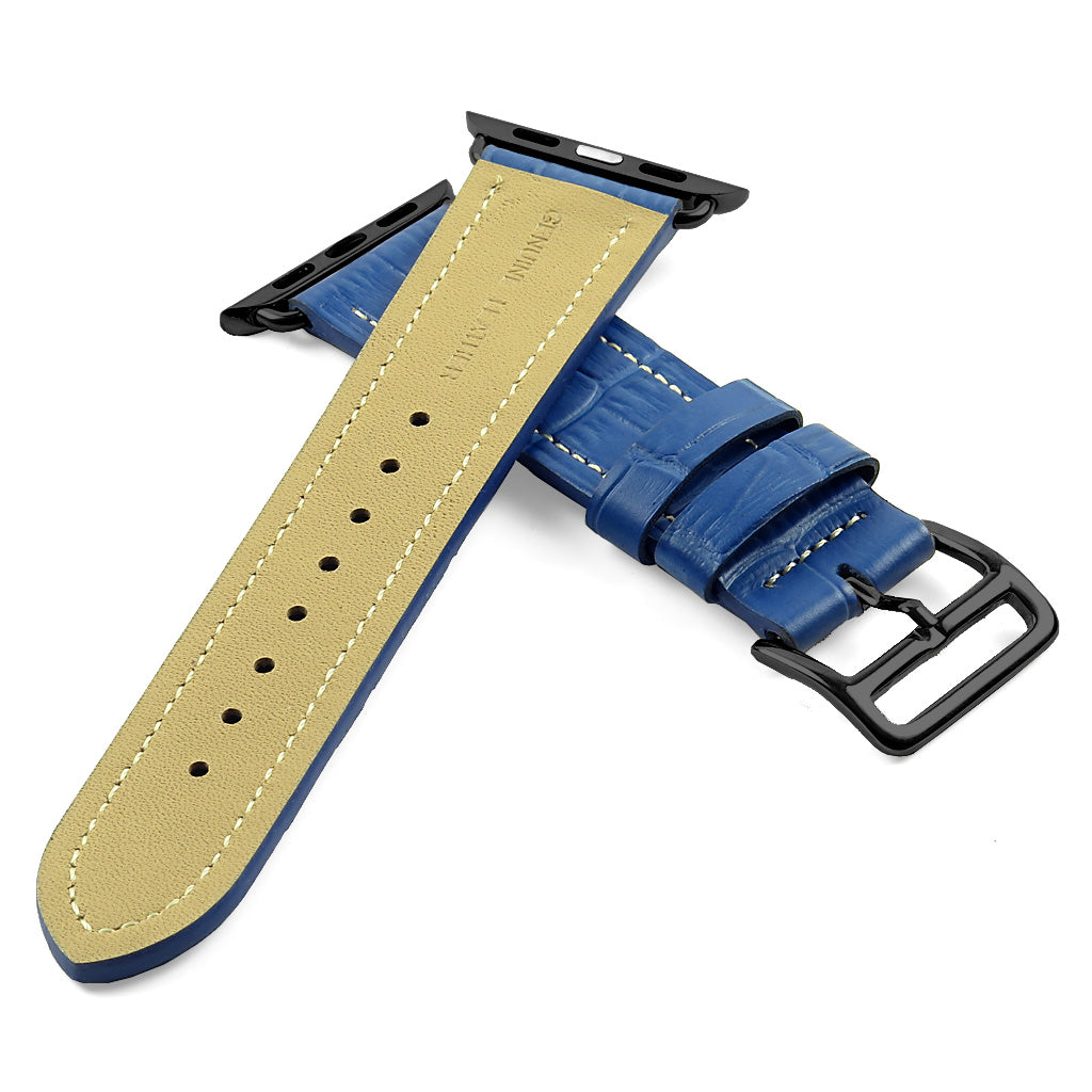 DASSARI Croc Embossed Leather Strap w/ Black Buckle for Apple Watch