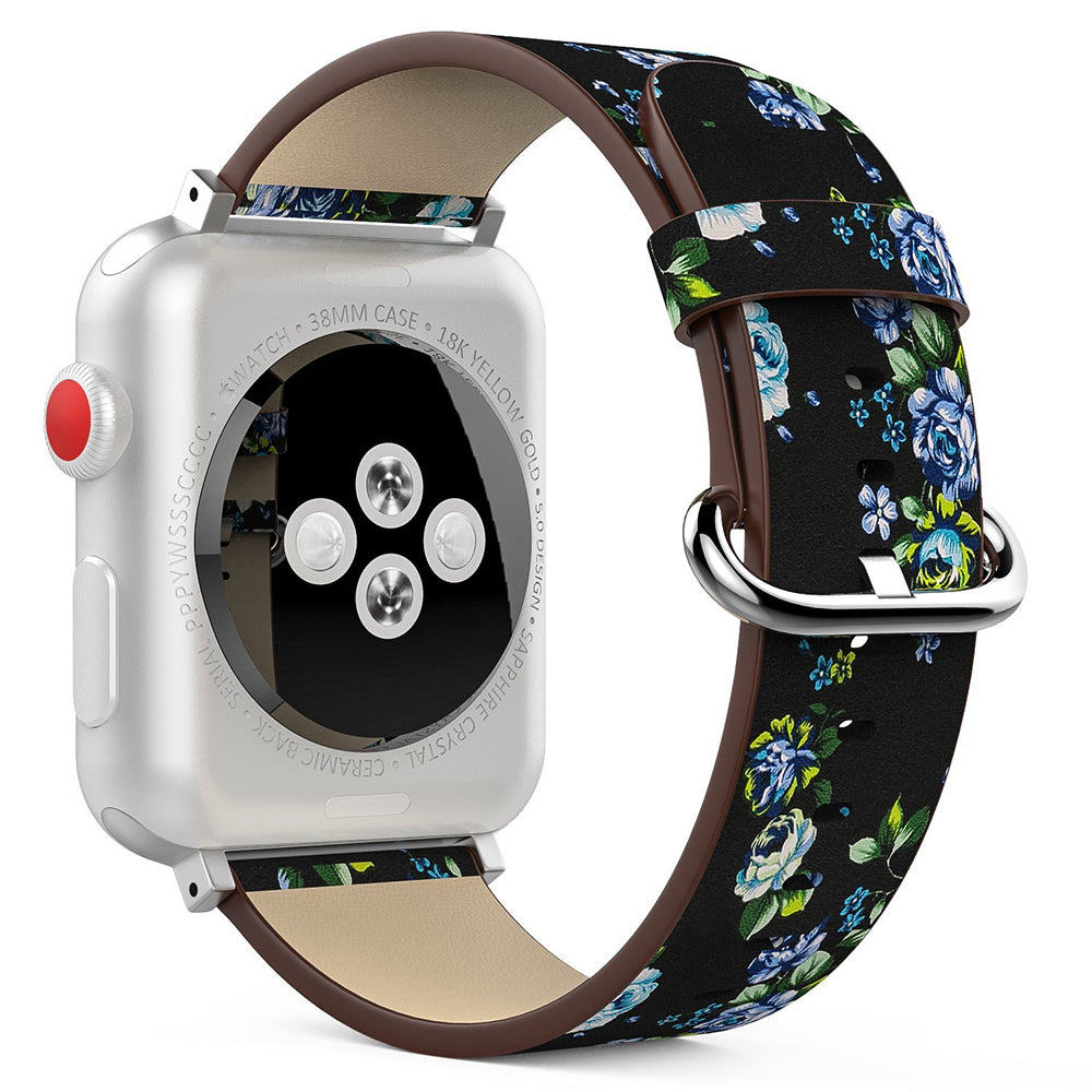 Leather Peonies Pattern Band for Apple Watch