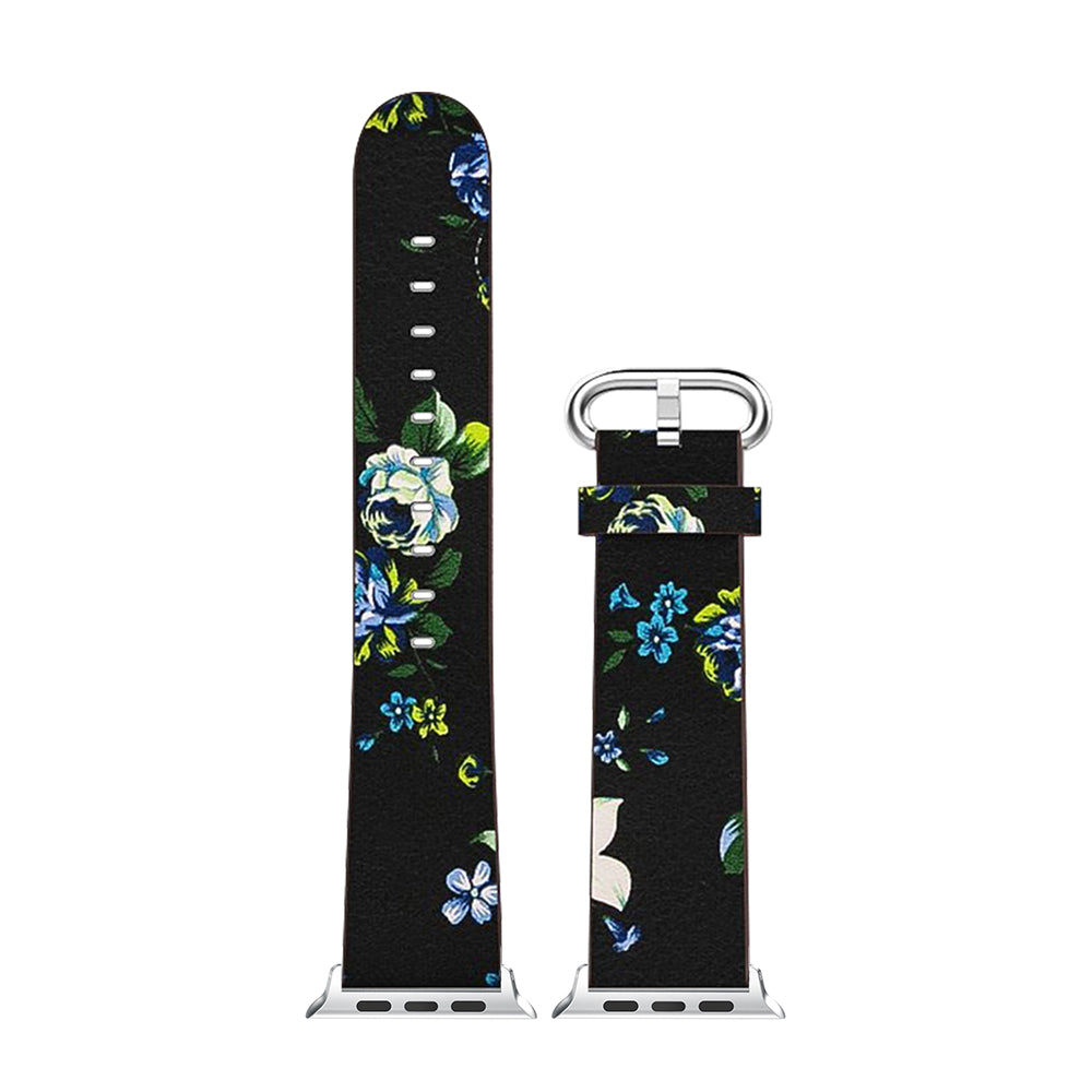 Leather Peonies Pattern Band for Apple Watch