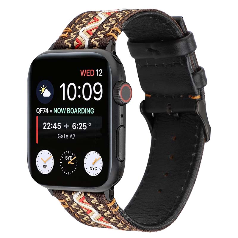 Embroidered Leather Strap for Apple Watch