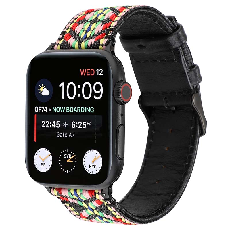 Embroidered Leather Strap for Apple Watch