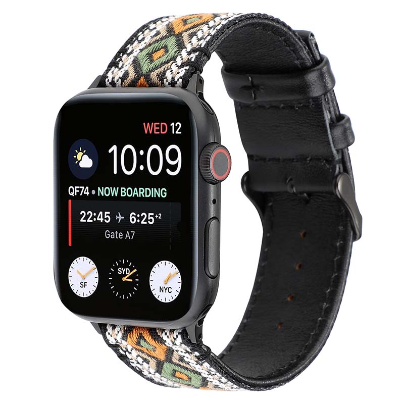 Embroidered Leather Strap for Apple Watch