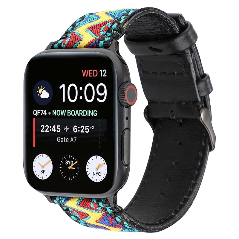 Embroidered Leather Strap for Apple Watch