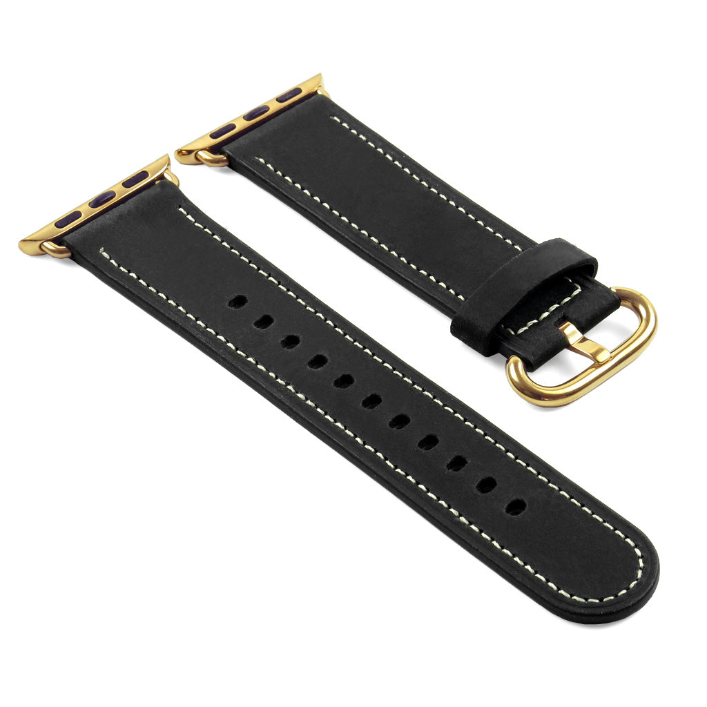DASSARI Distressed Leather Strap for Apple Watch w/ Rose Gold Buckle
