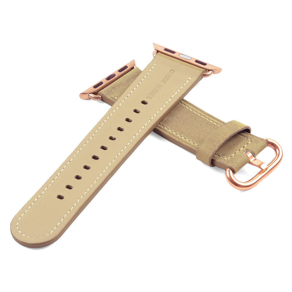 DASSARI Distressed Leather Strap for Apple Watch w/ Rose Gold Buckle