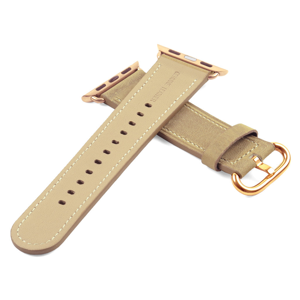 DASSARI Distressed Leather Strap for Apple Watch w/ Rose Gold Buckle
