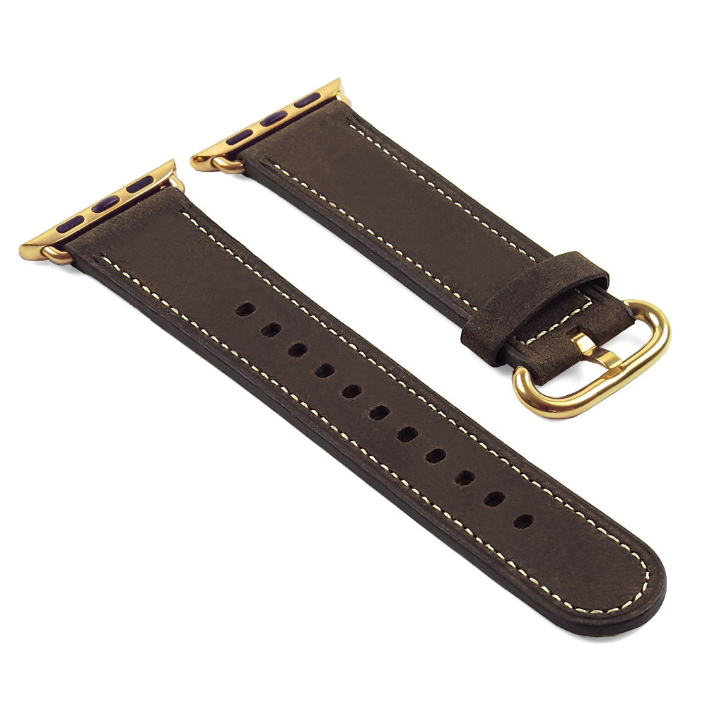 DASSARI Distressed Leather Strap for Apple Watch w/ Rose Gold Buckle