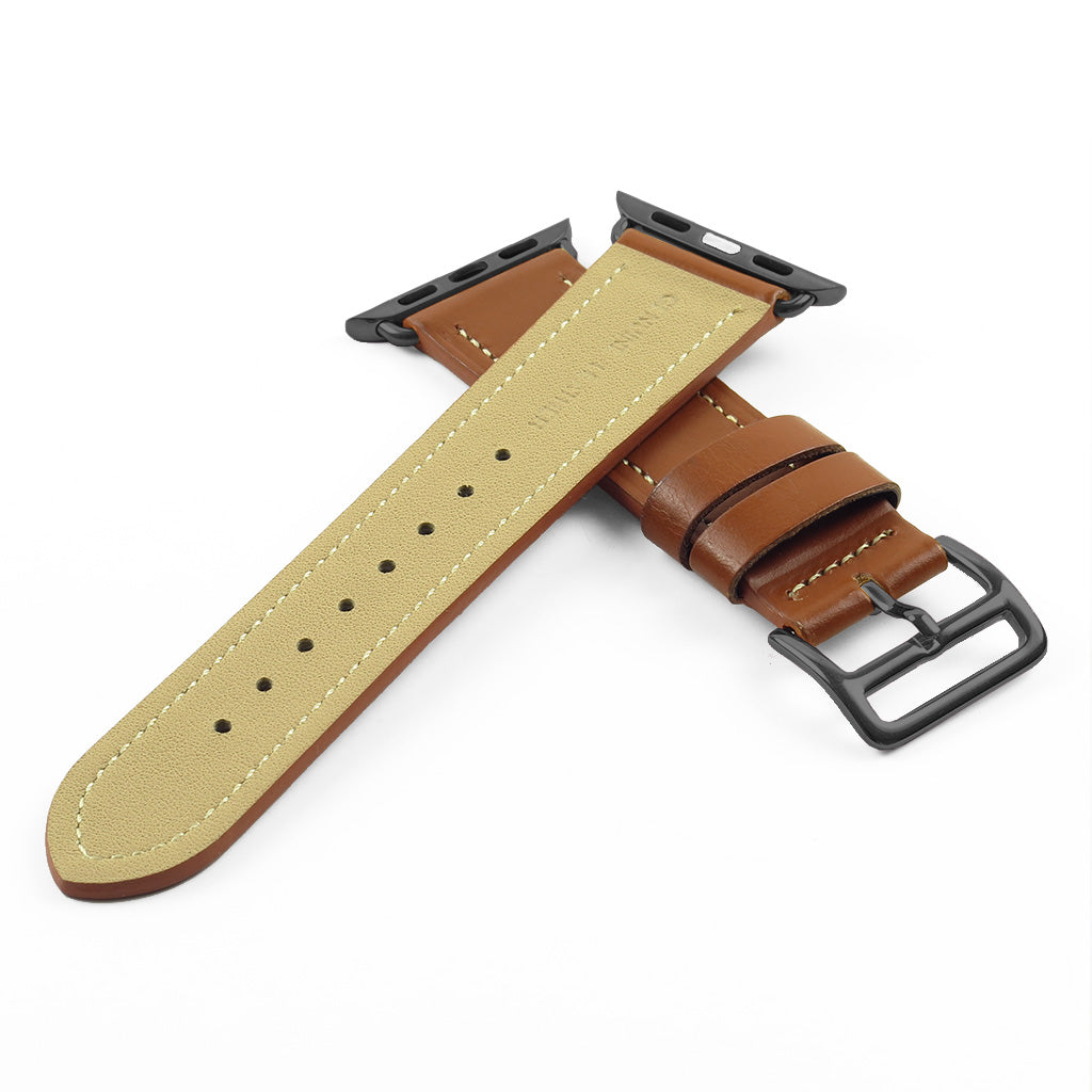 DASSARI Smooth Leather Strap for Apple for Apple Watch w/ Black Buckle