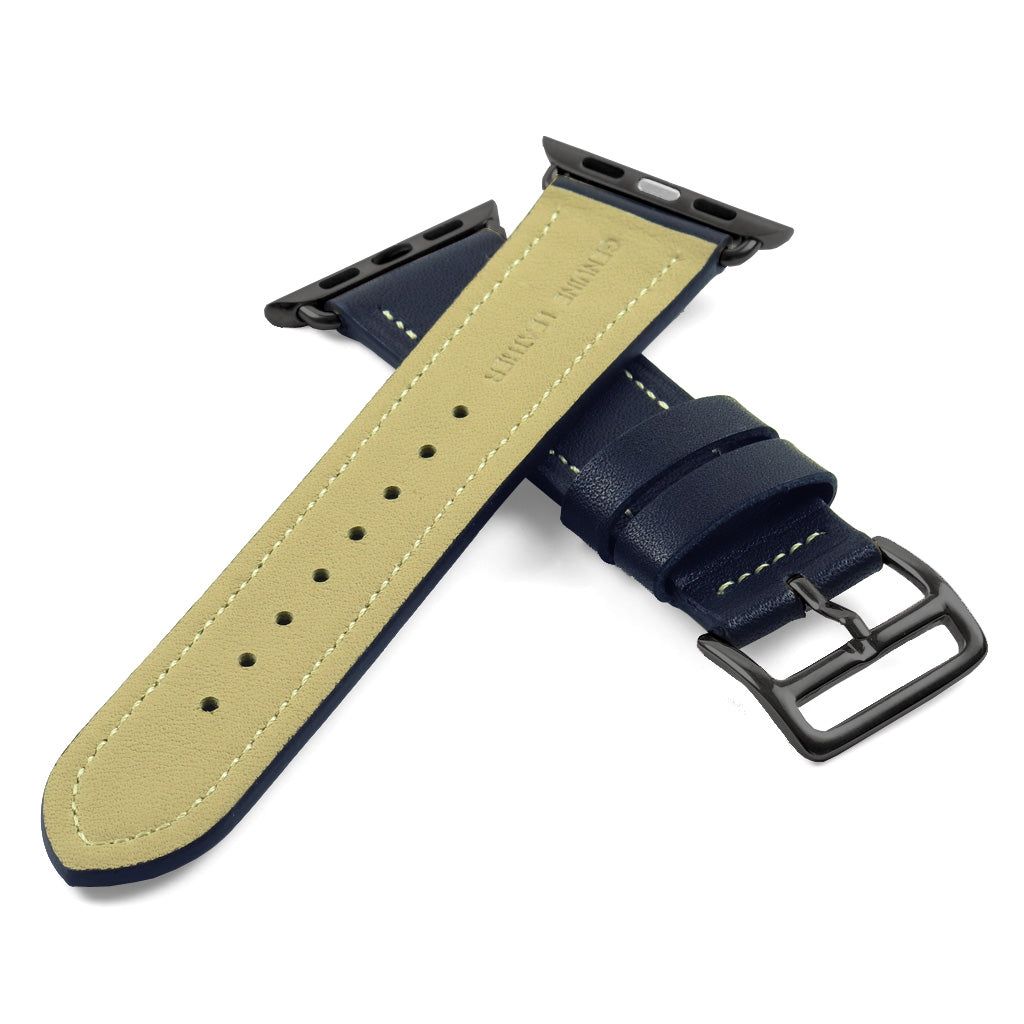 DASSARI Smooth Leather Strap for Apple for Apple Watch w/ Black Buckle