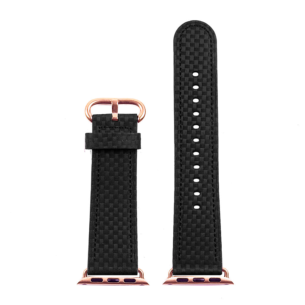 DASSARI Carbon Fiber Strap for Apple Watch w/ Black Buckle