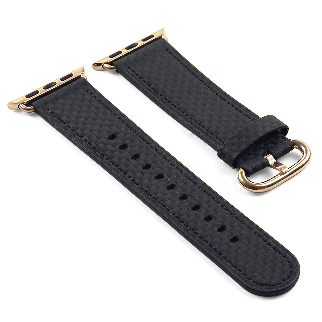 DASSARI Carbon Fiber Strap for Apple Watch w/ Rose Gold Buckle