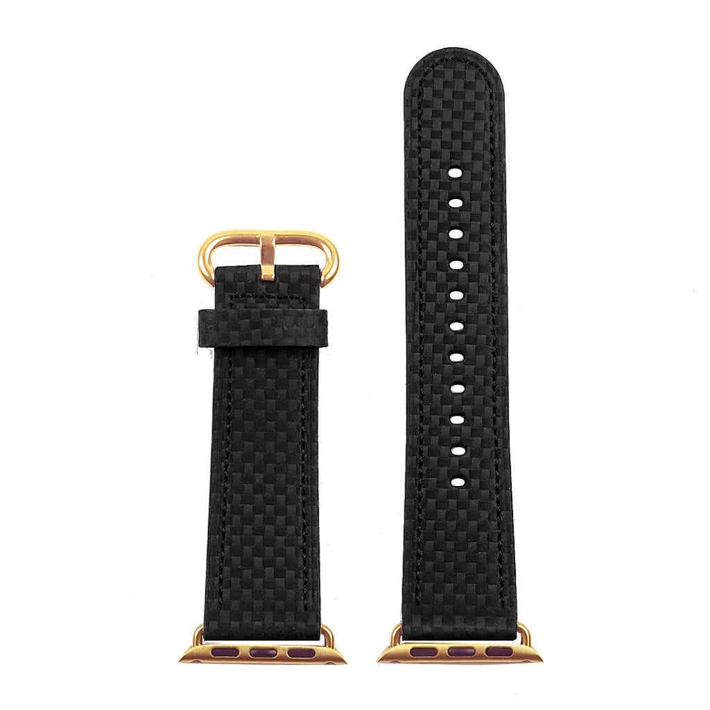 DASSARI Carbon Fiber Strap for Apple Watch w/ Rose Gold Buckle