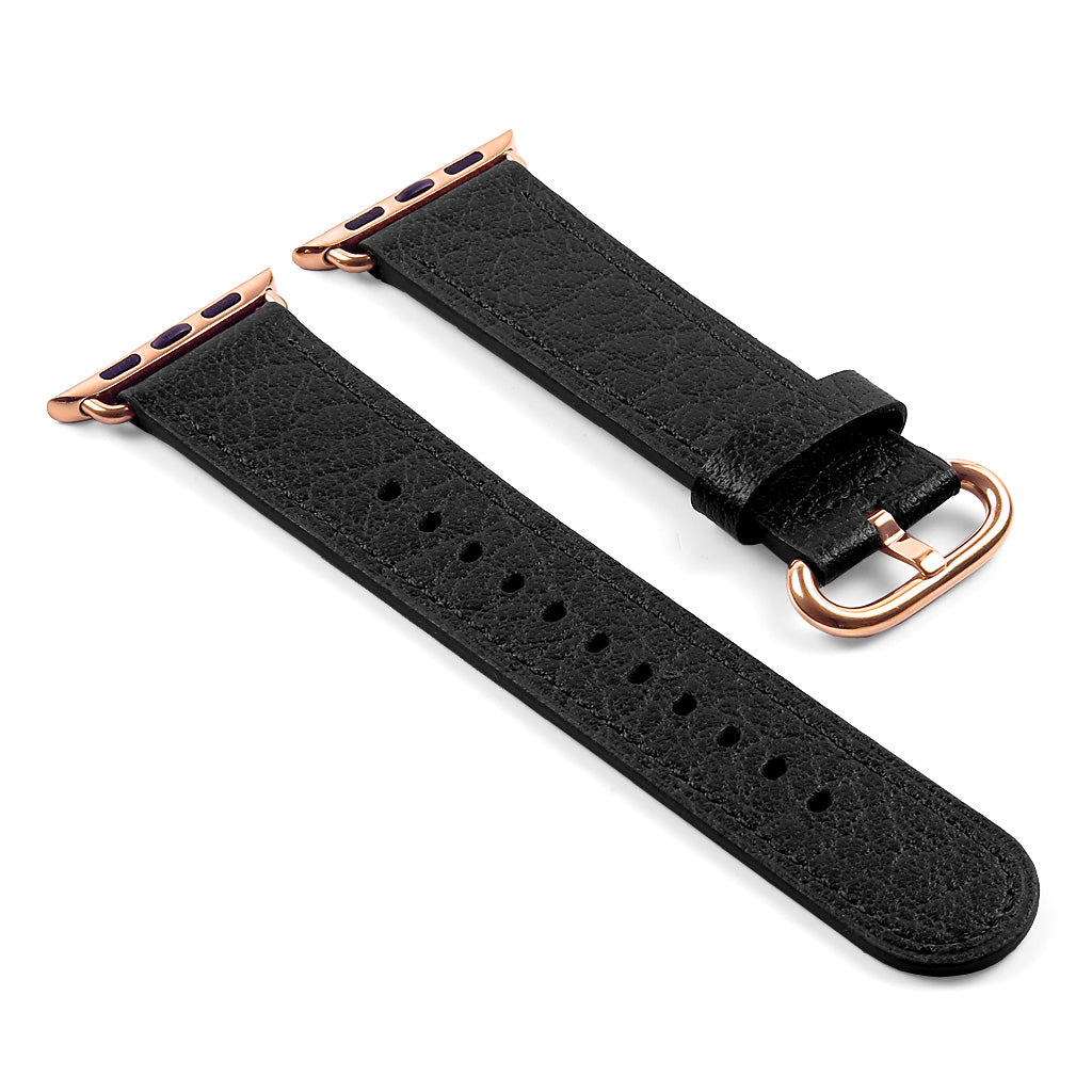 DASSARI Textured Finish Leather Strap w/ Rose Gold Buckle For Apple