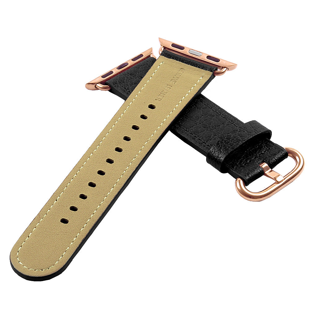 DASSARI Textured Finish Leather Strap w/ Black Buckle For Apple Watch
