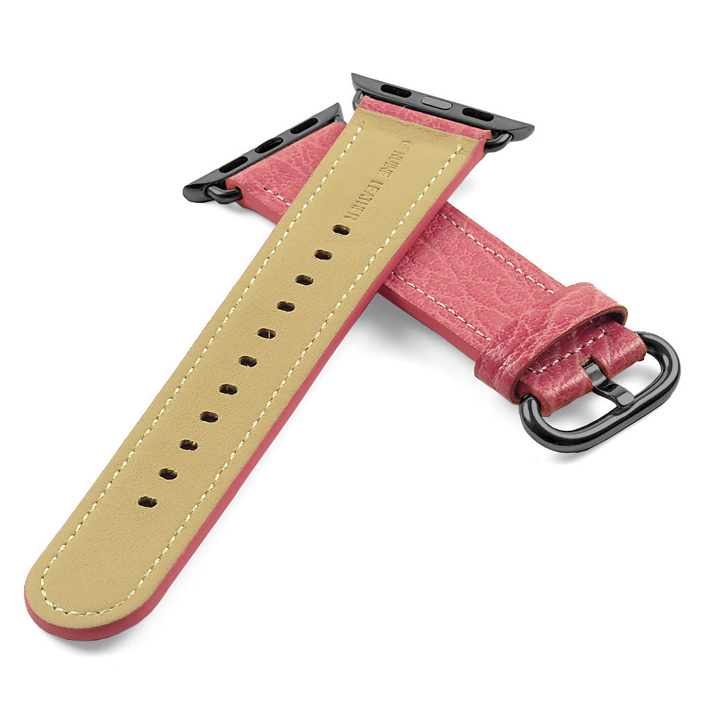 DASSARI Textured Finish Leather Strap w/ Black Buckle For Apple Watch
