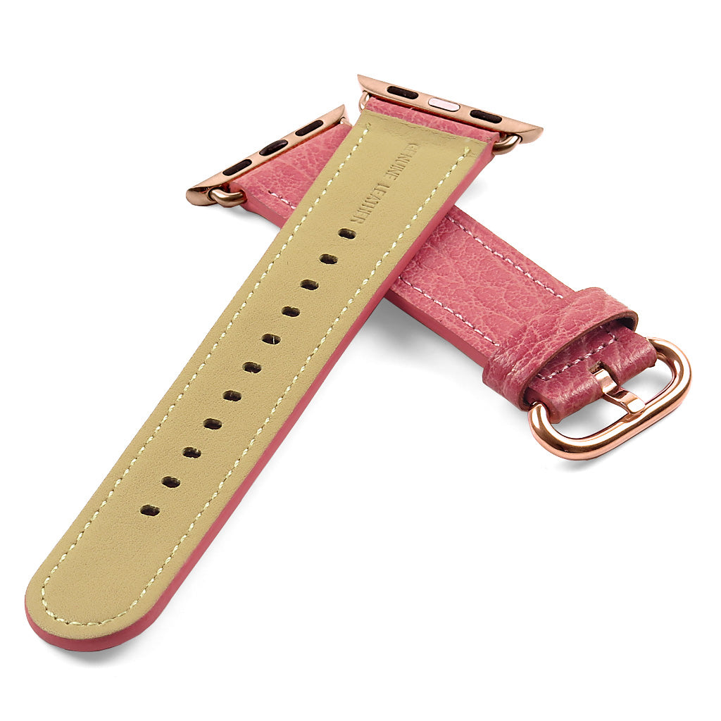 DASSARI Textured Finish Leather Strap w/ Rose Gold Buckle For Apple