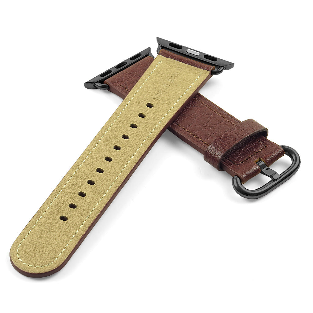 DASSARI Textured Finish Leather Strap w/ Black Buckle For Apple Watch