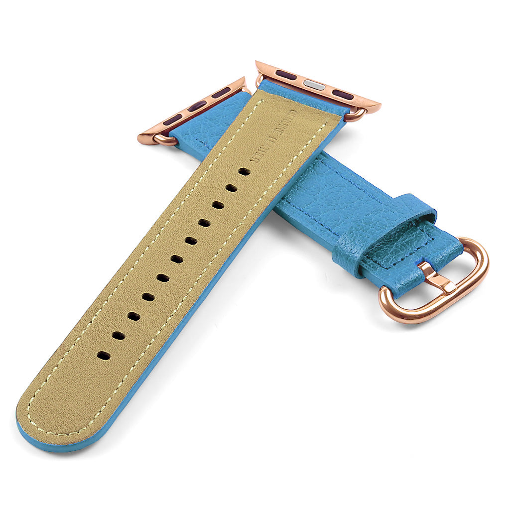 DASSARI Textured Finish Leather Strap w/ Rose Gold Buckle For Apple