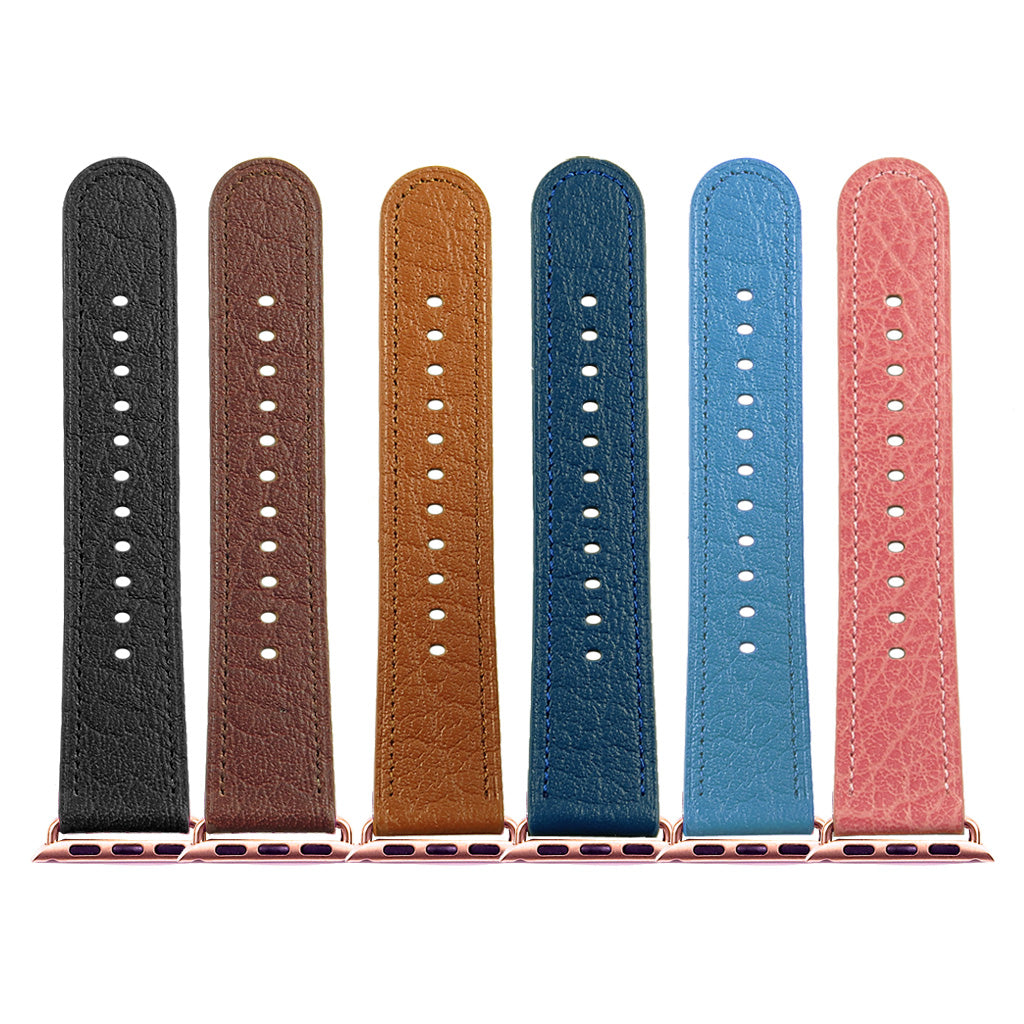 DASSARI Textured Finish Leather Strap w/ Black Buckle For Apple Watch