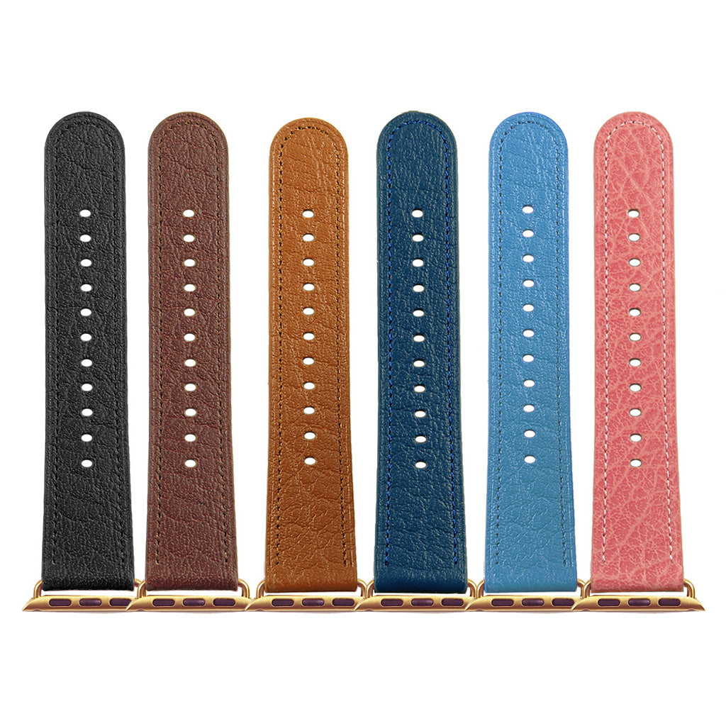 DASSARI Textured Finish Leather Strap w/ Rose Gold Buckle For Apple
