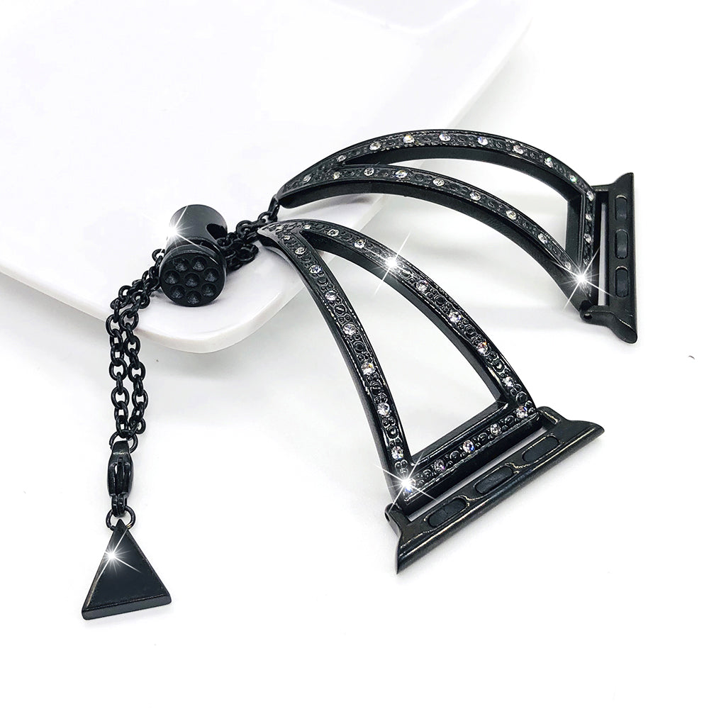 Stainless Steel Cuff Bracelet with Rhinestones for Apple Watch