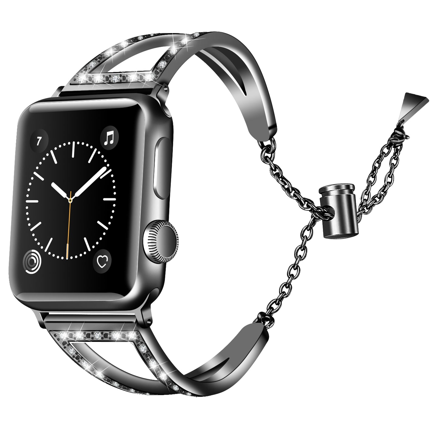 Stainless Steel Cuff Bracelet with Rhinestones for Apple Watch