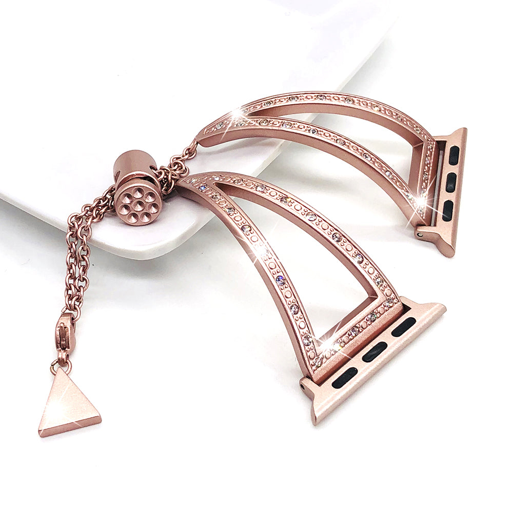 Stainless Steel Cuff Bracelet with Rhinestones for Apple Watch