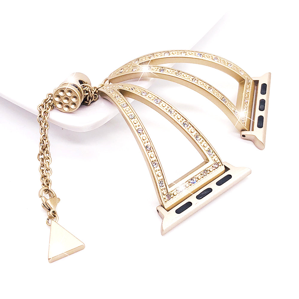 Stainless Steel Cuff Bracelet with Rhinestones for Apple Watch