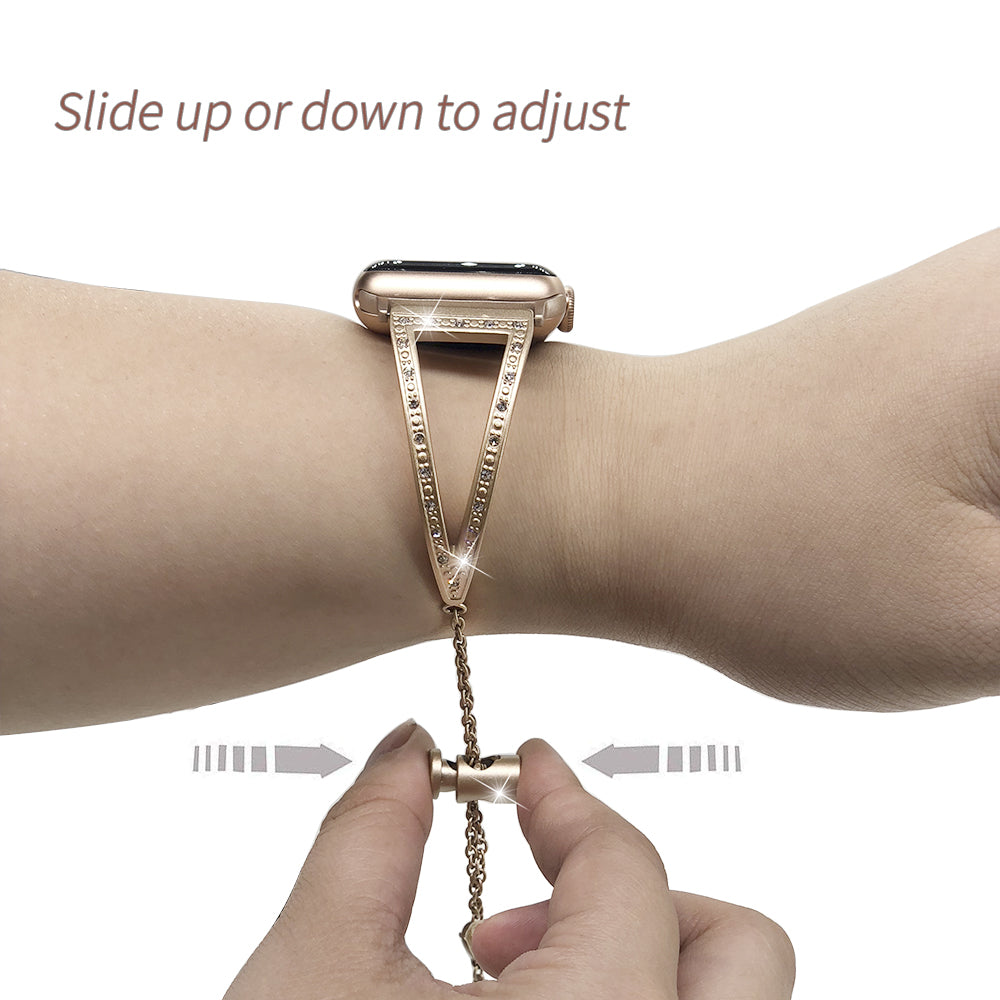 Stainless Steel Cuff Bracelet with Rhinestones for Apple Watch