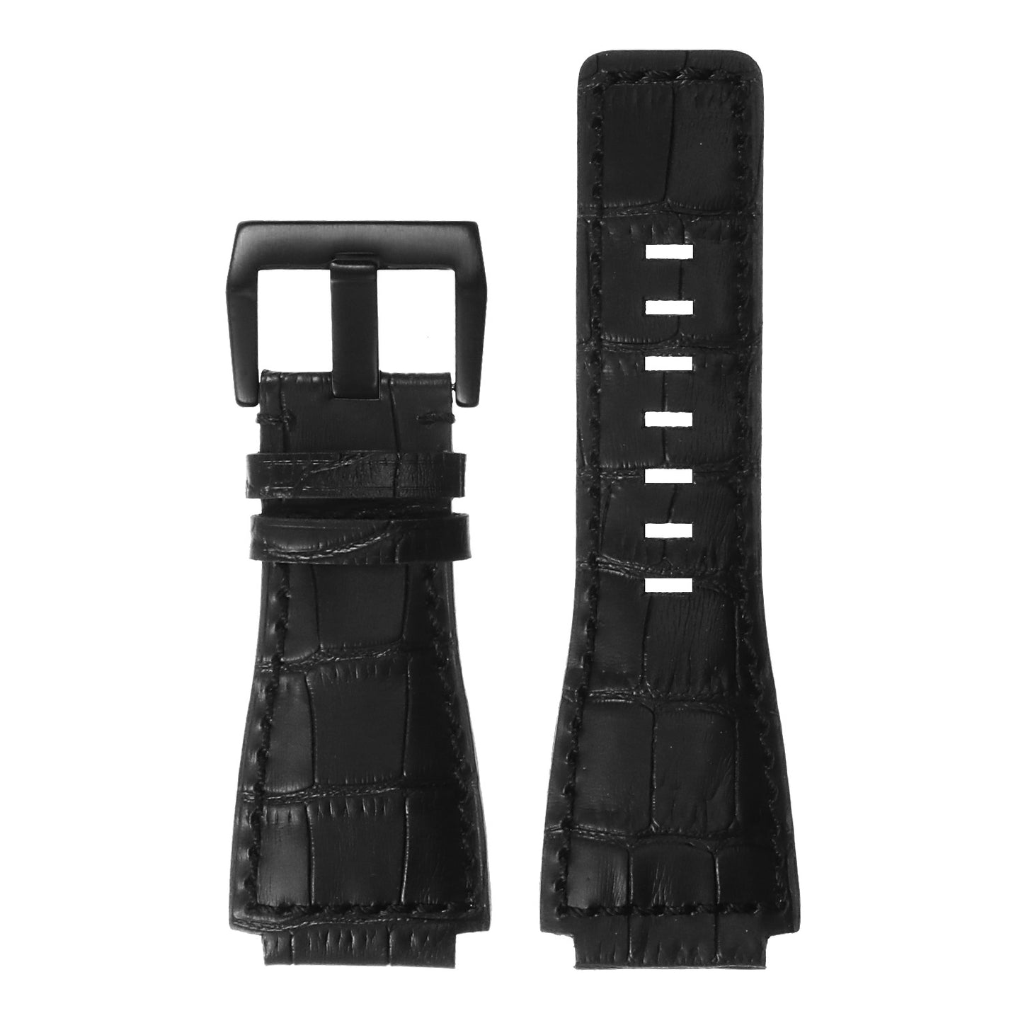 DASSARI Croc Embossed Leather Strap for Bell & Ross w Matte Black Buckle