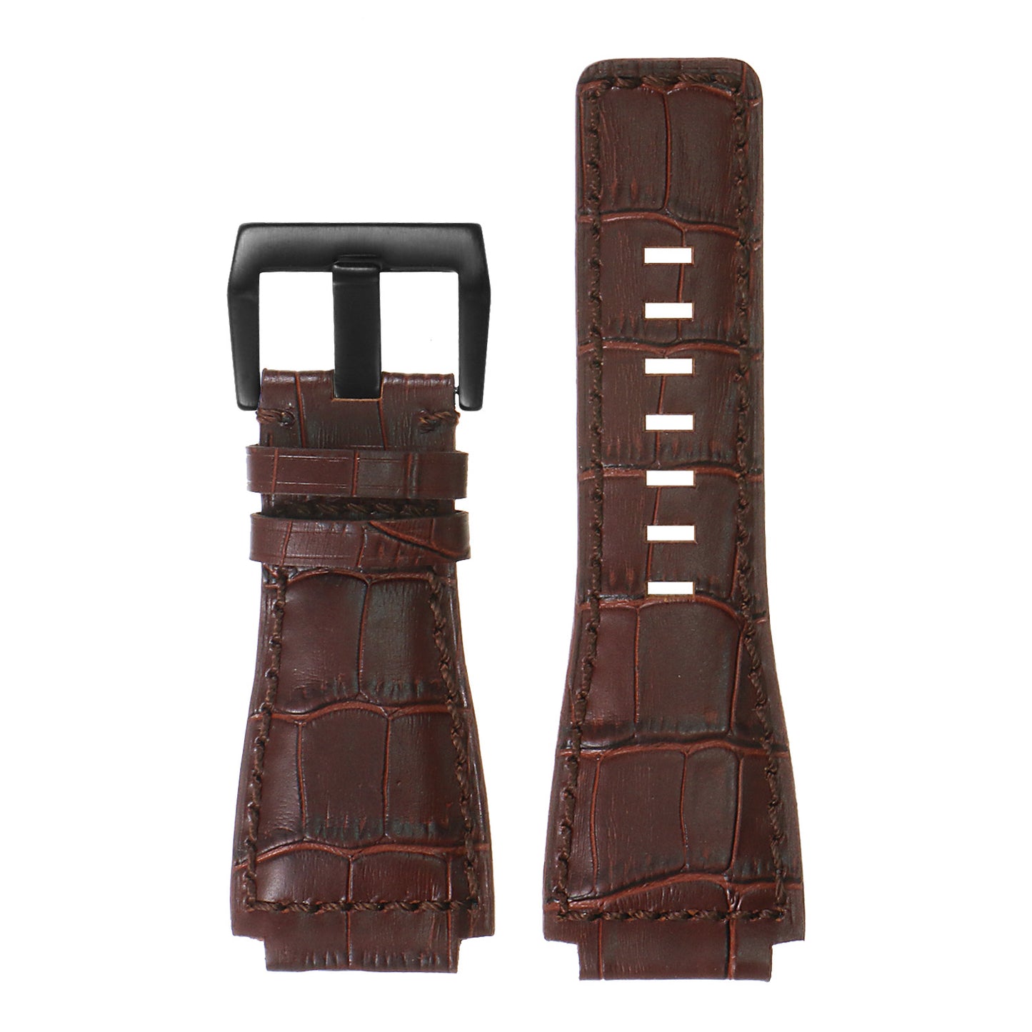 DASSARI Croc Embossed Leather Strap for Bell & Ross w Matte Black Buckle