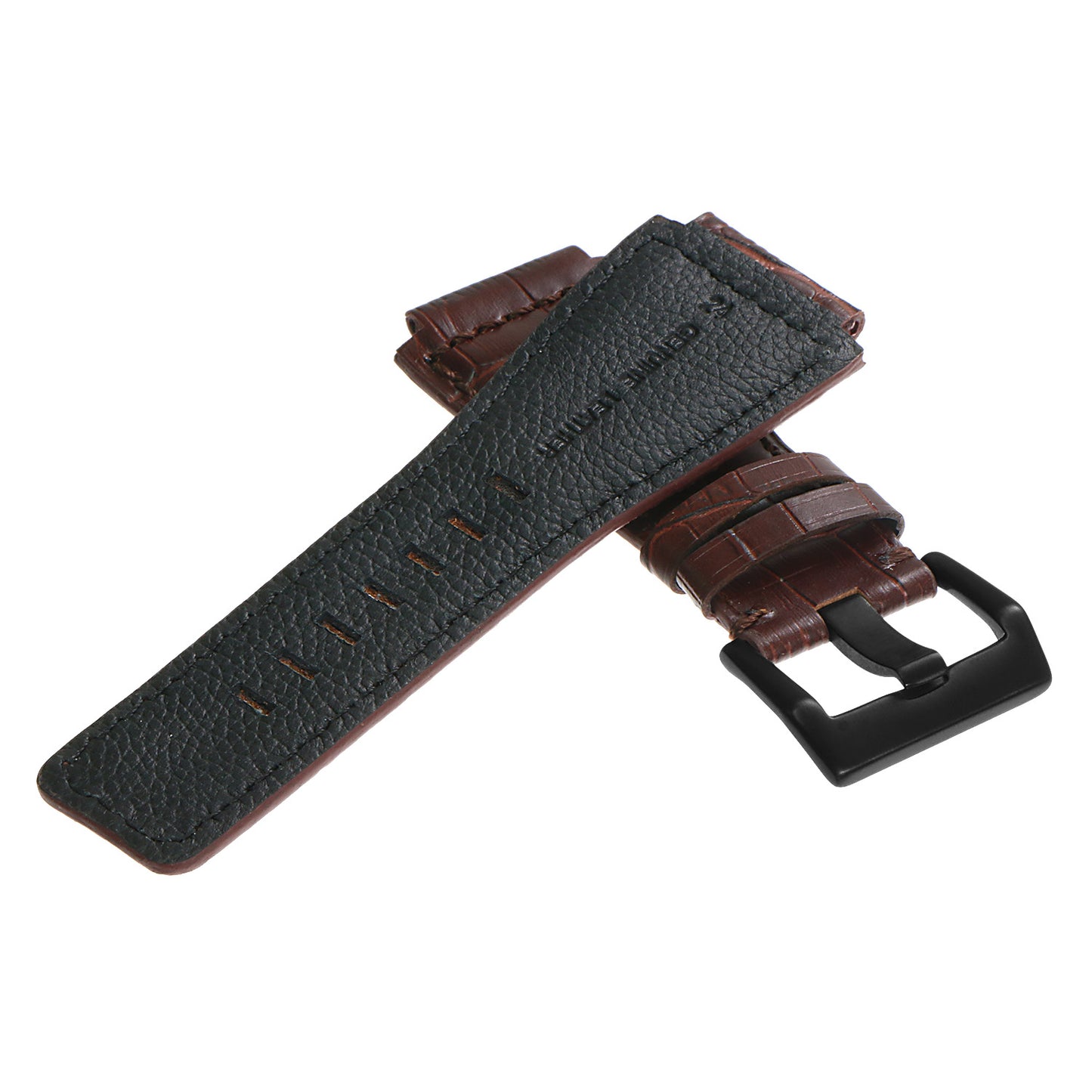 DASSARI Croc Embossed Leather Strap for Bell & Ross w Matte Black Buckle